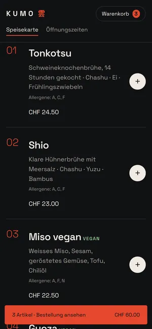 Kumo Ramen auf dem Handy